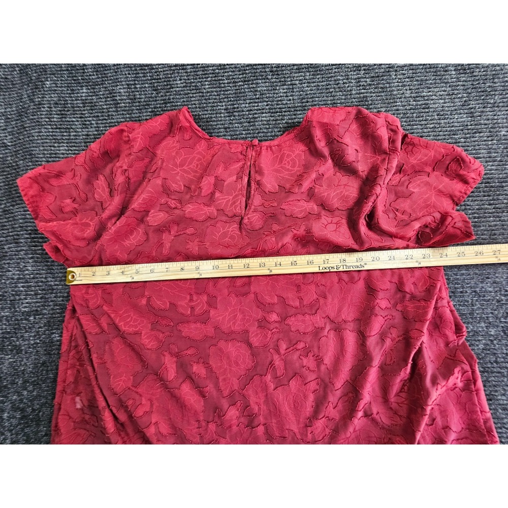 Torrid Blouse Top Womens 2 Maroon Sheer Floral Lace Overlay Keyhole Back Party - Picture 13 of 15